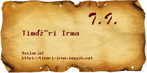 Timári Irma névjegykártya